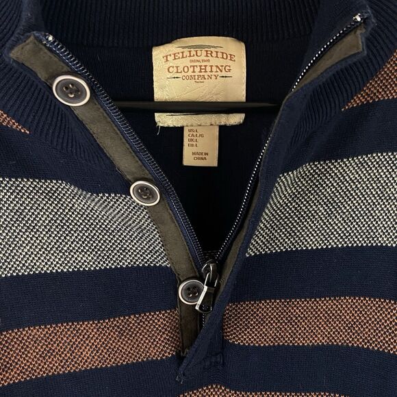 Telluride Clothing Company Men's Striped Pullover Sweater Cotton Size Large - Picture 4 of 5